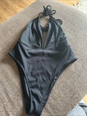 Classic Black Halter One-Piece Swimsuit